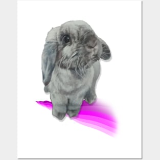 Gorgeous seal point mini lop bunny on a pastel rainbow! Posters and Art
